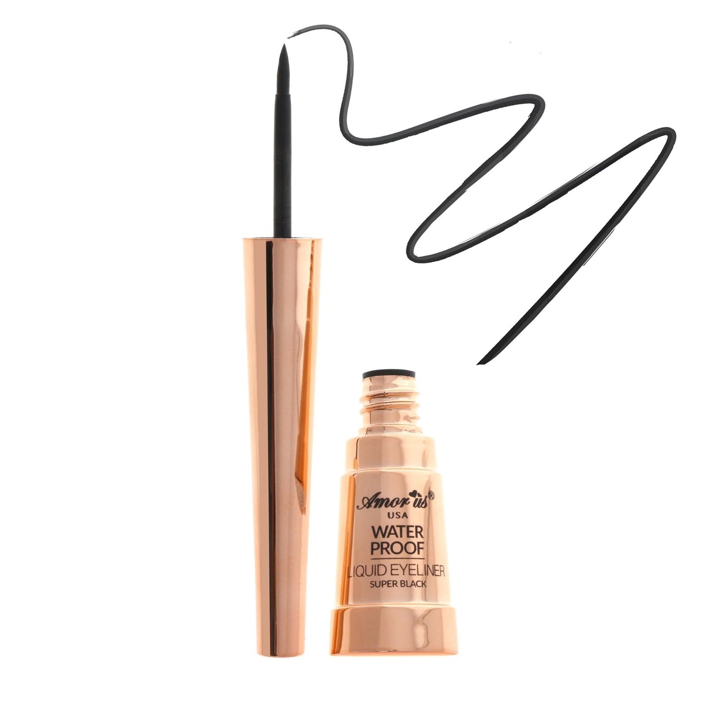 Delineador líquido punta de fieltro Super Black, marca AMOR US ✨