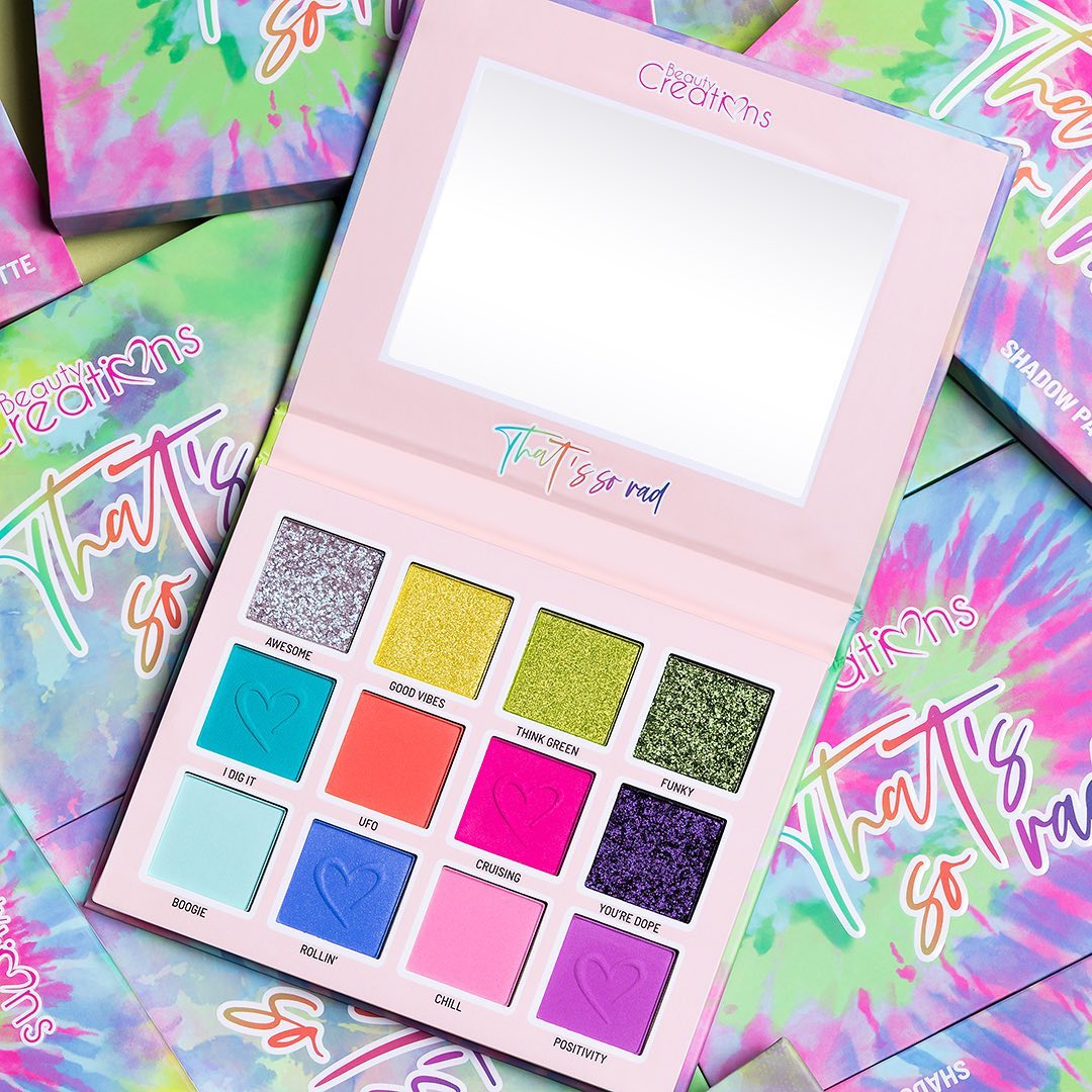 Paleta de sombras NEON, PASTEL y con GLITTERS, marca BEAUTY CREATIONS