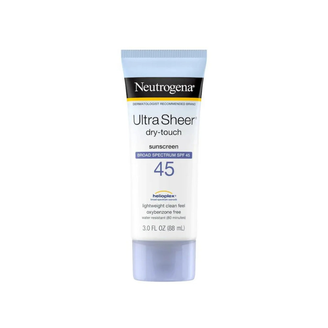 Ultra sheer dry touch, bloqueador solar de toque seco fps 45, marca NEUTROGENA