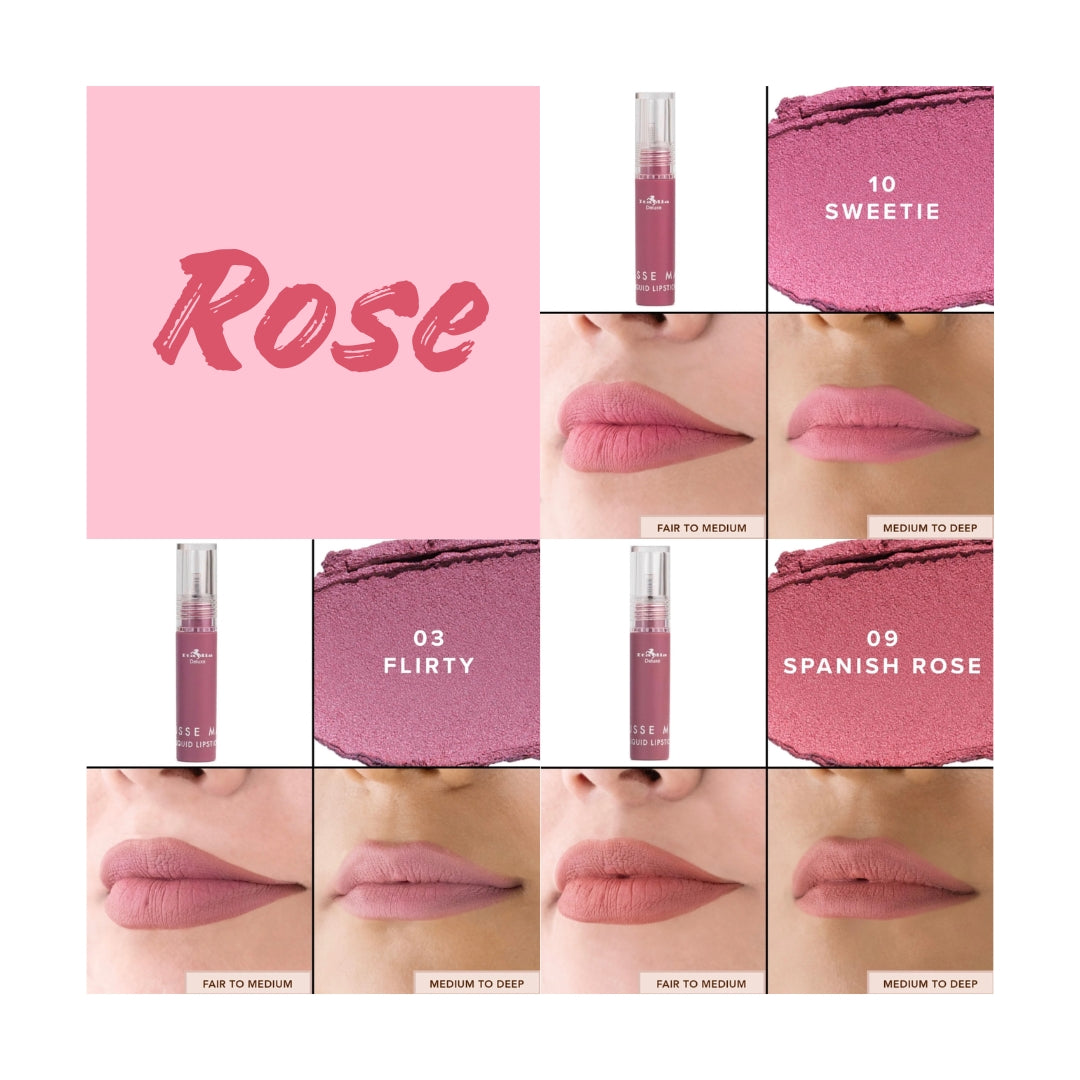 Labial liquido mate de larga duracion, tonos ROSE marca ITALIA DELUXE