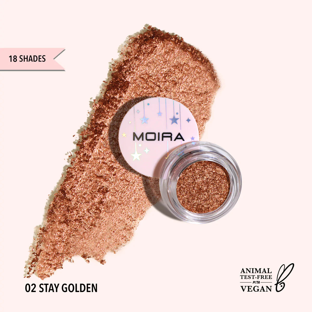 Pigmento suelto glitter, marca MOIRA