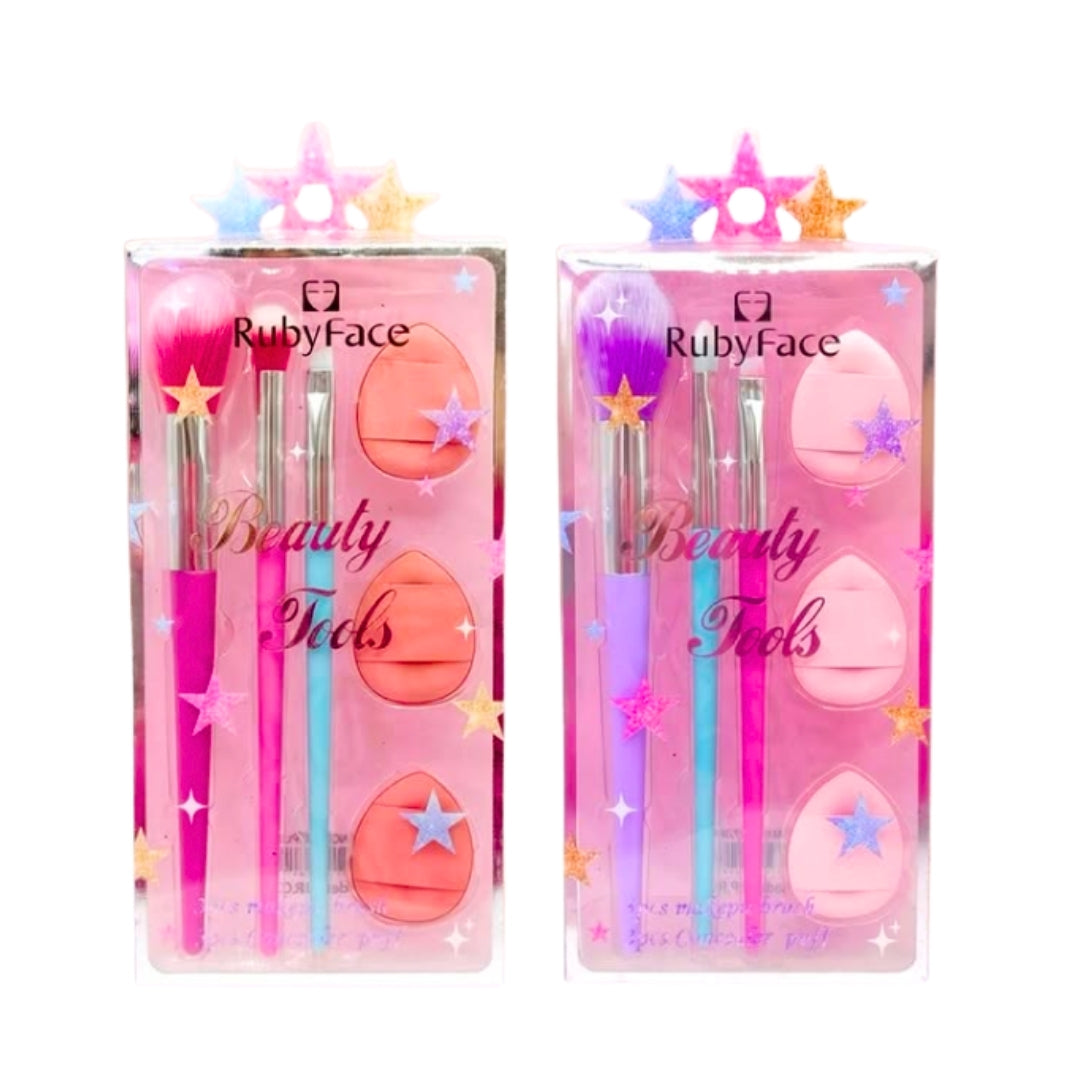 Colección Colorful Star: Set de Brochas de Maquillaje 6 en 1 🌟💄