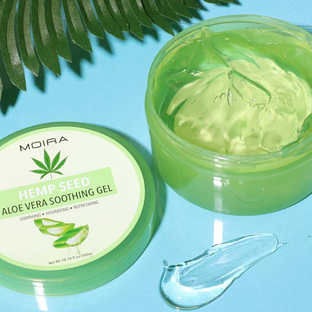 Gel calmante con ALOE VERA y SEMILLAS CAÑAMO, marca MOIRA
