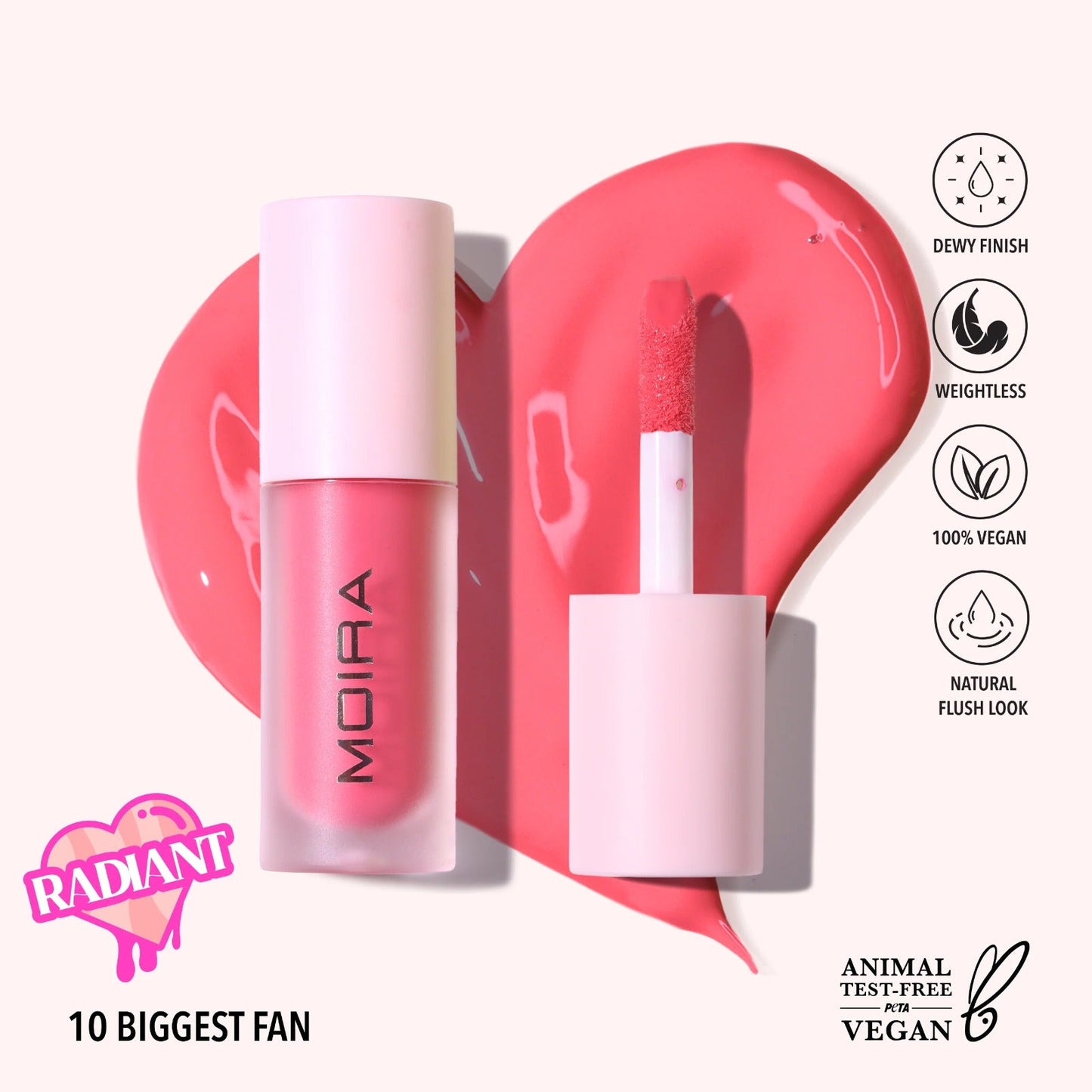 Rubor liquido LOVE STEADY, marca MOIRA
