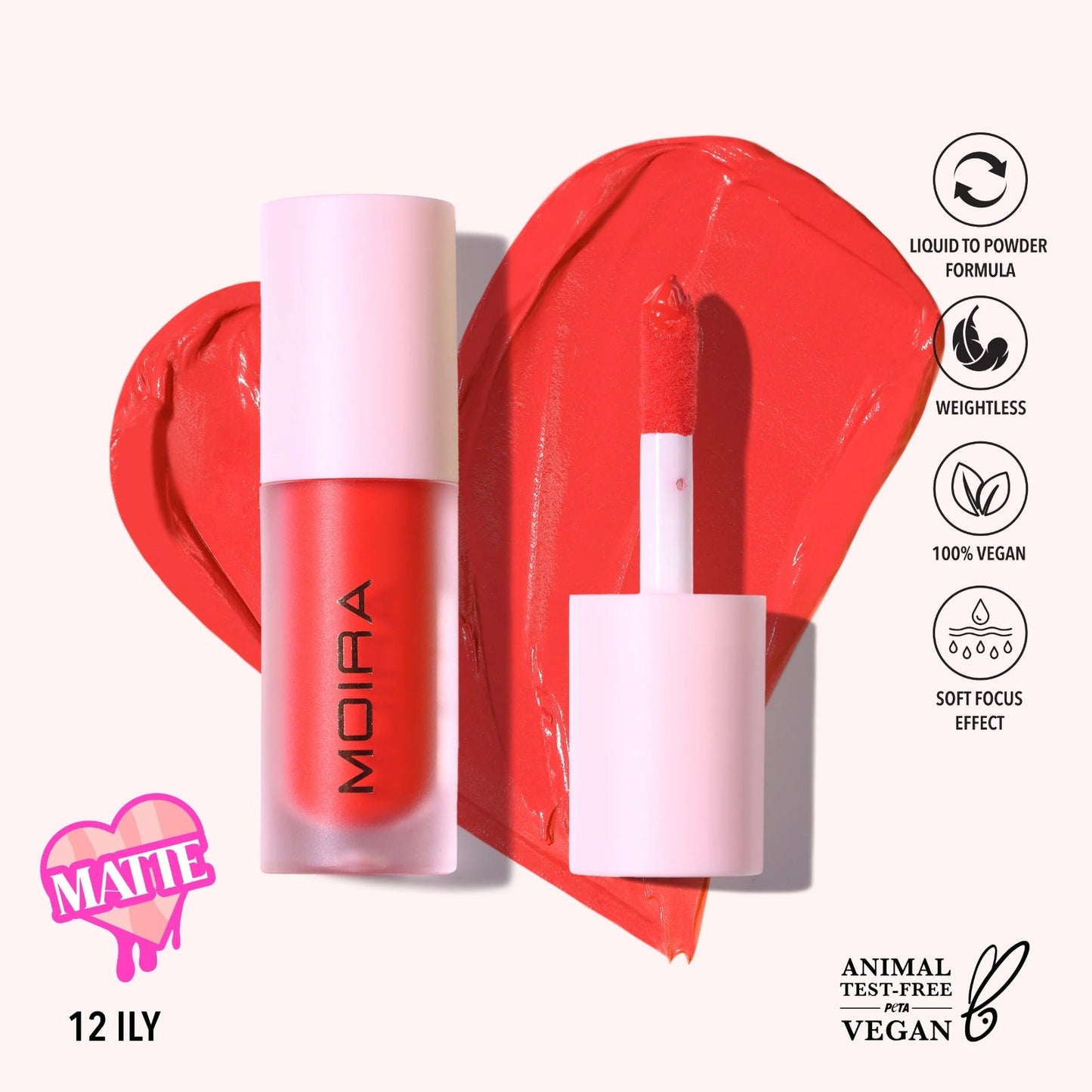 Rubor liquido LOVE STEADY, marca MOIRA
