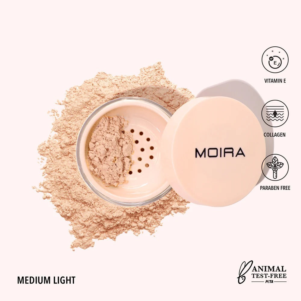 Polvo suelto para rostro, marca MOIRA