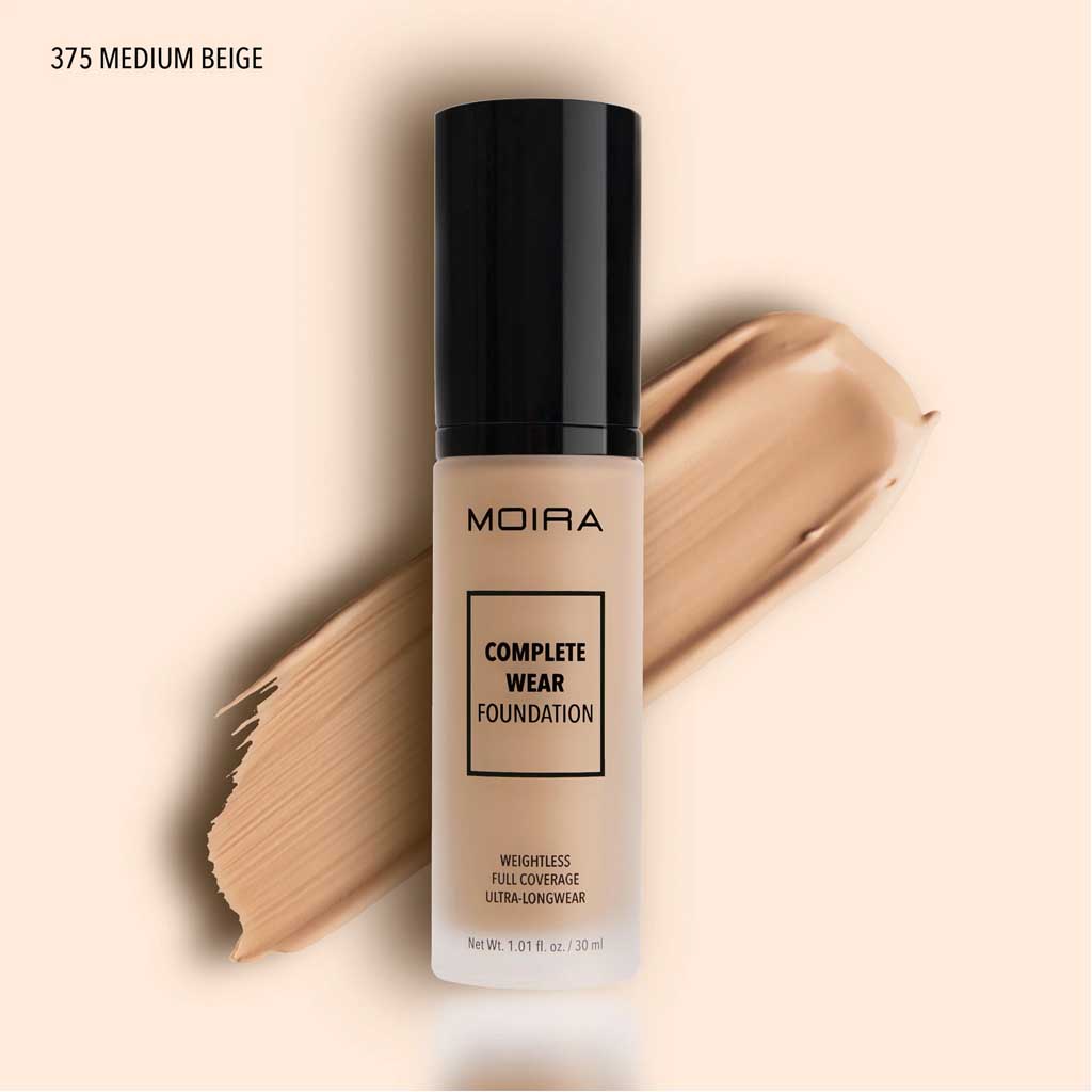 Base de maquillaje con cobertura alta, de larga duración, colección Complete Wear Foundation, marca MOIRA