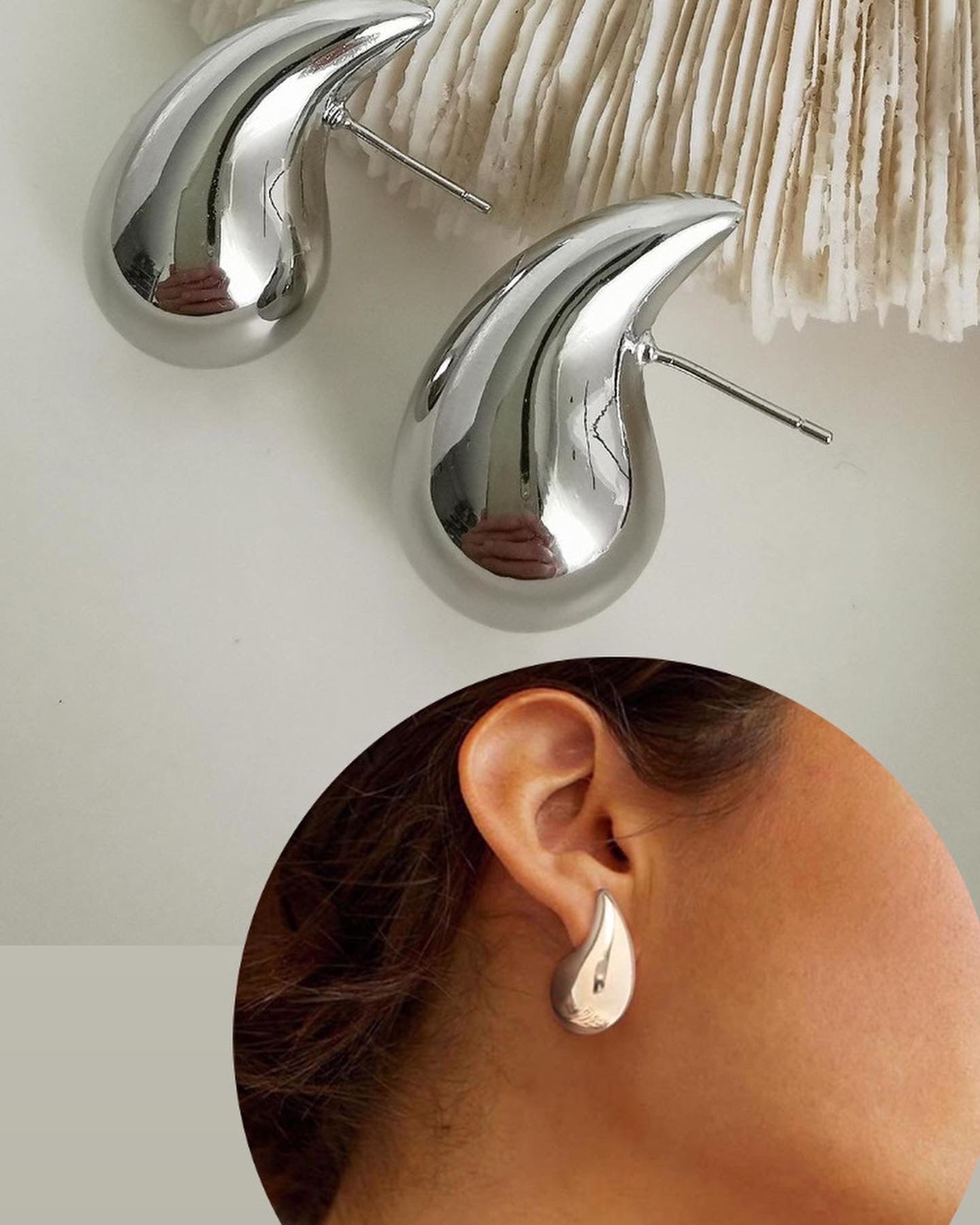 Aretes de forma de Gota acero inoxidable.