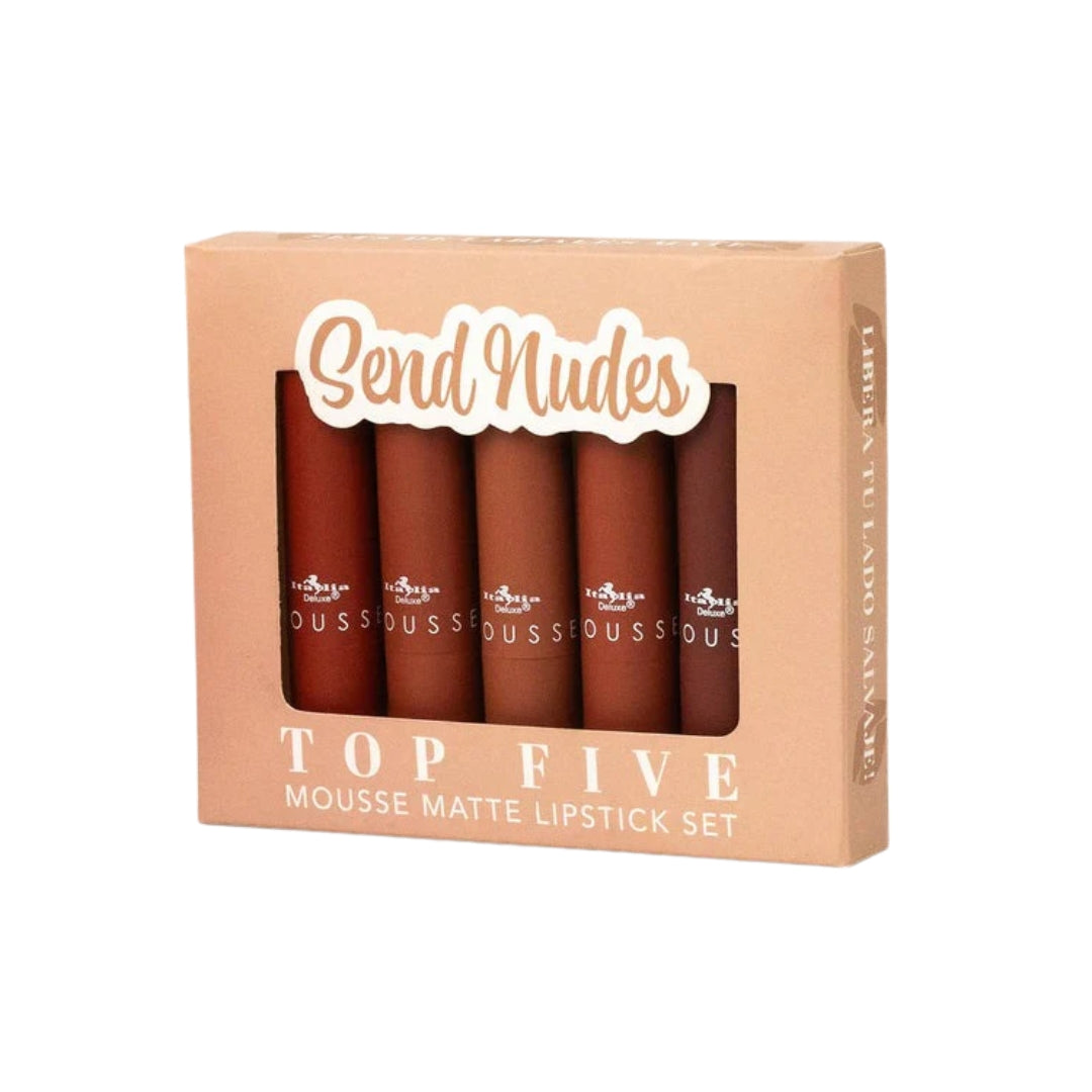 Set de 5 labiales SEND NUDES, marca Italia Deluxe