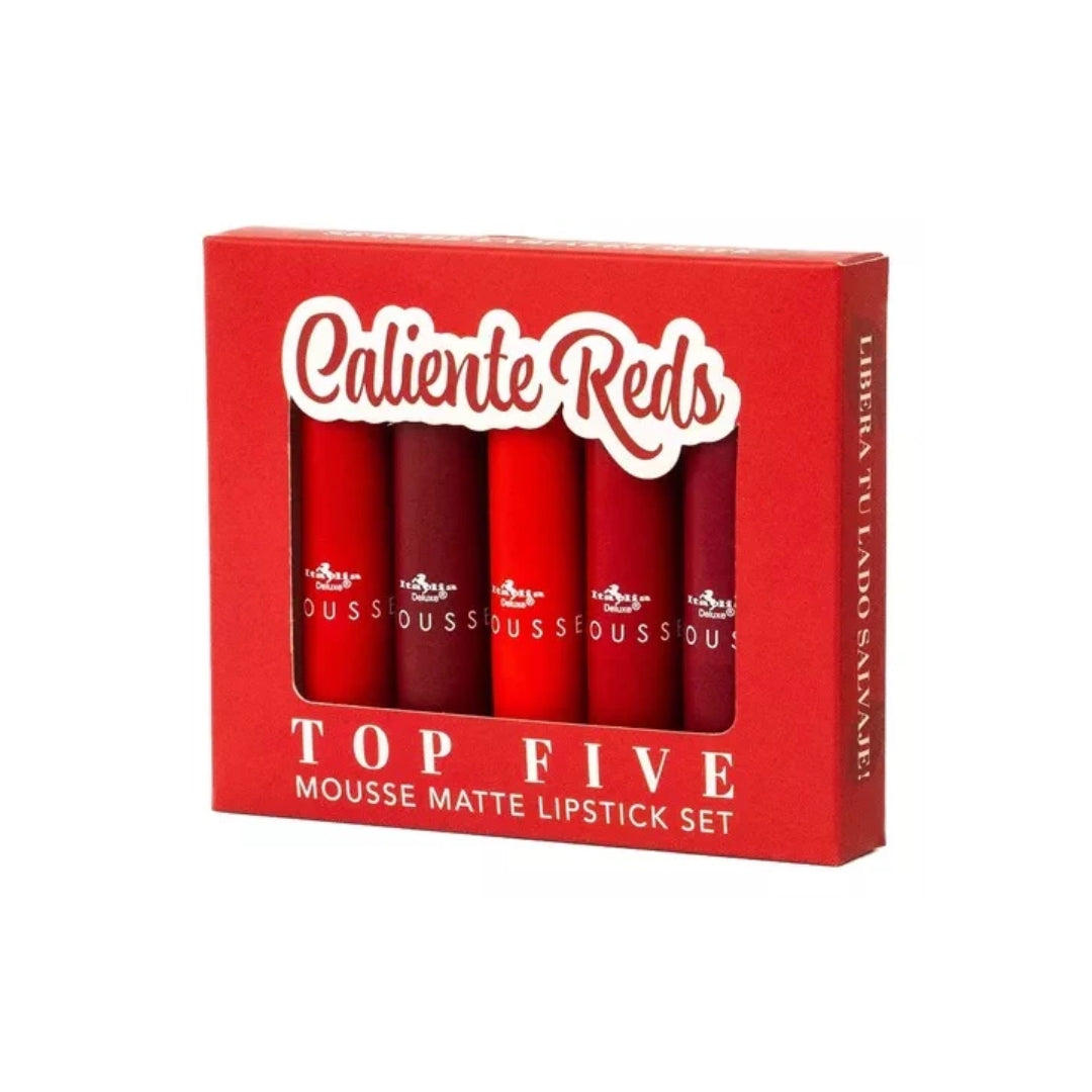 Set de 5 labiales CALIENTE REDS, marca Italia Deluxe