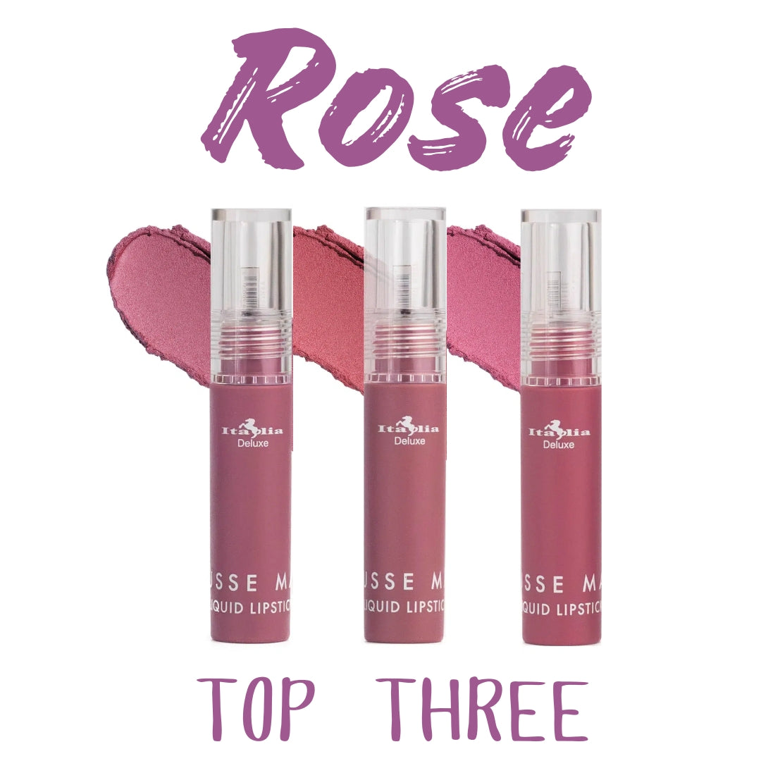Labial liquido mate de larga duracion, tonos ROSE marca ITALIA DELUXE