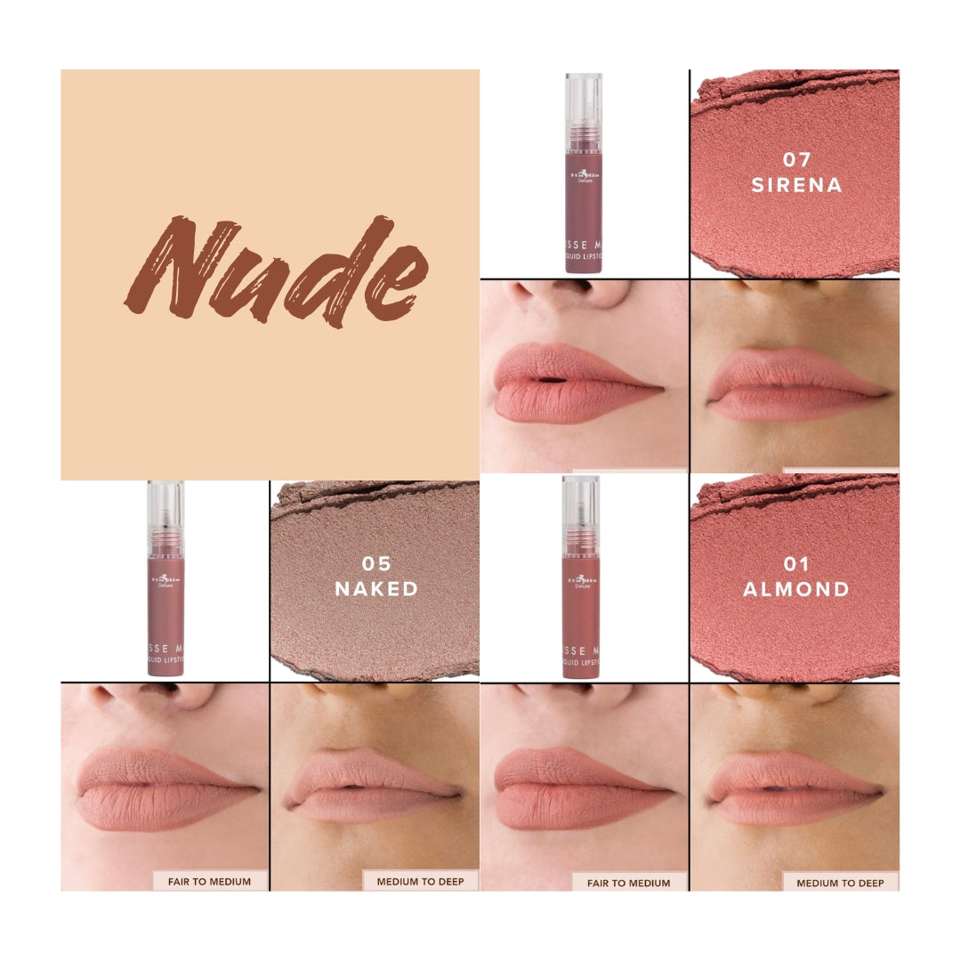 Labial liquido mate de larga duracion, tonos NUDE marca ITALIA DELUXE