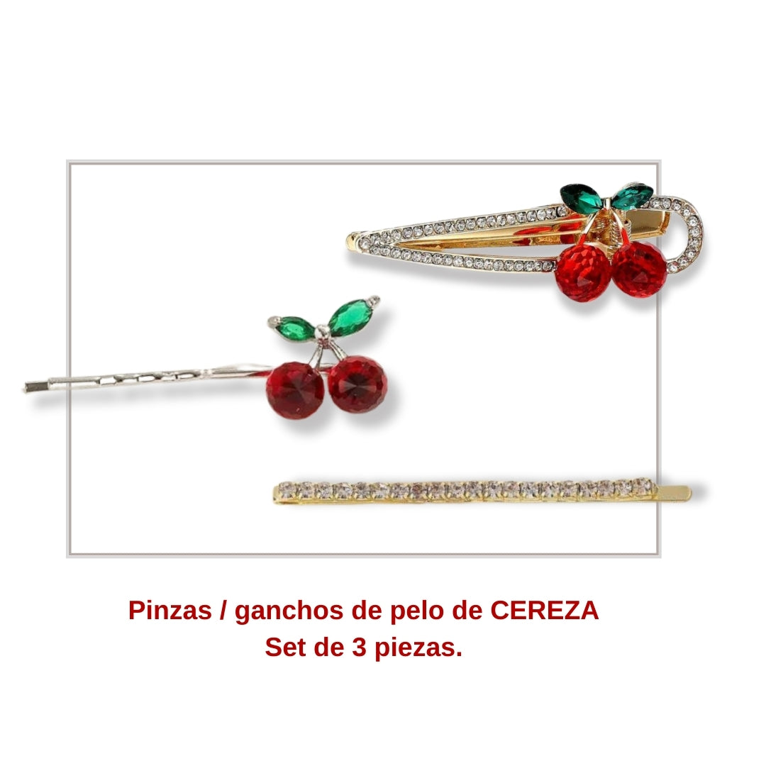 Pinzas / ganchos de pelo de CEREZA Set de 3 piezas.🍒🍒