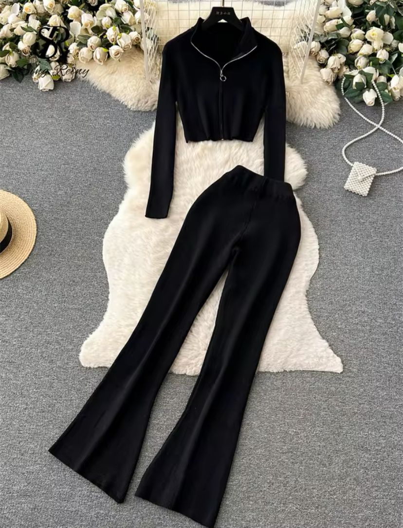 Conjunto de pantalon y blusa con zipper (unitalla)