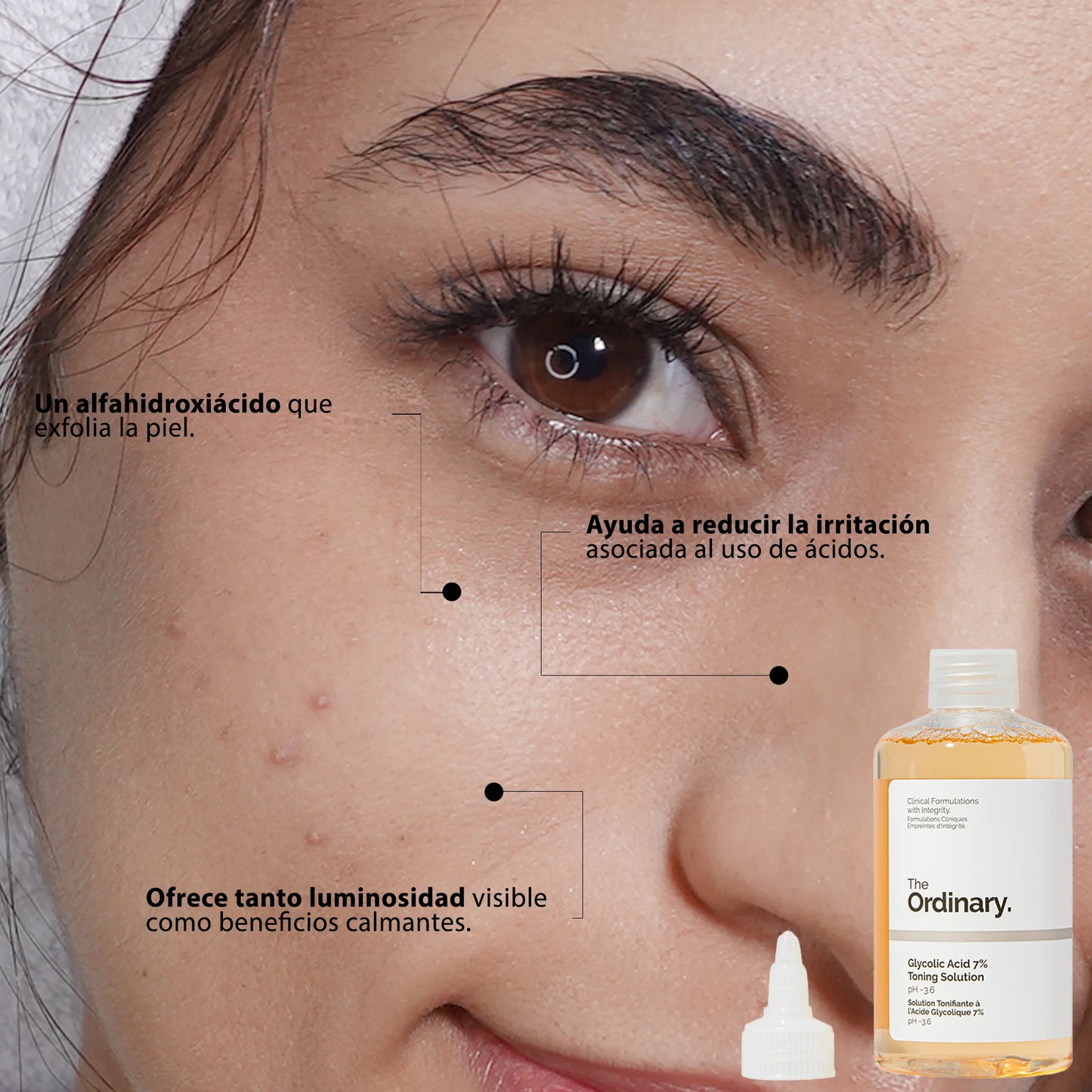 Acido Glicolico al 7%, 100 mL, marca The Ordinary