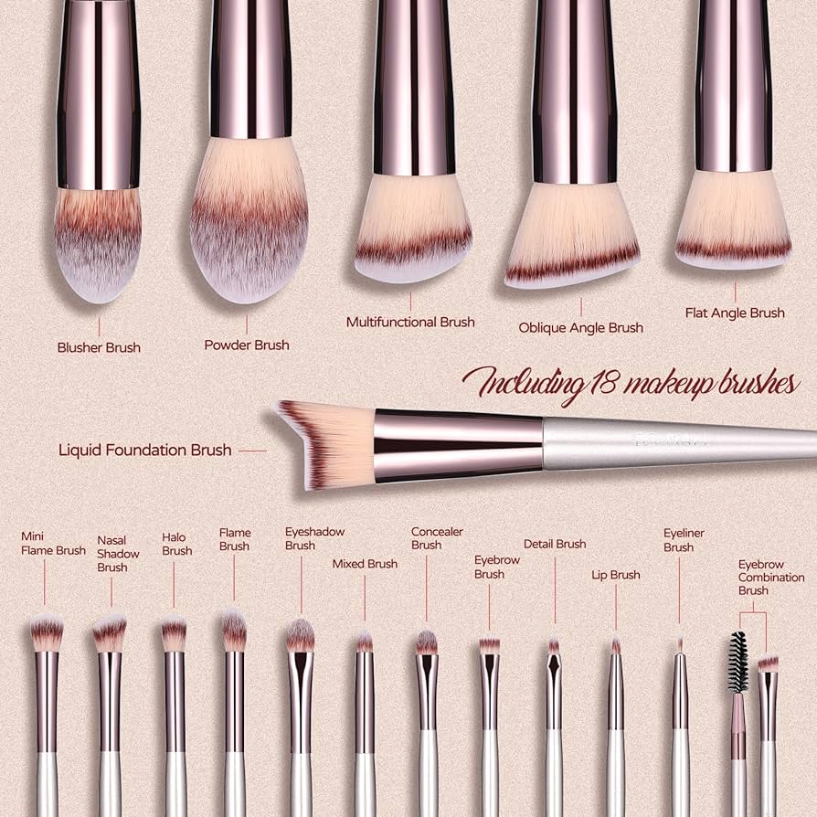 Set de 18 Brochas con estuche, marca BS MALL
