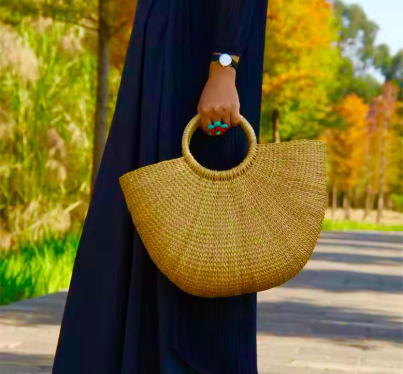 Bolso de paja tejido estilo retro, perfecto para compras, viajes o playa.