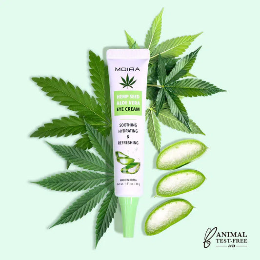 Crema de ojos de HEEMP SEED y ALOE VERA, marca MOIRA
