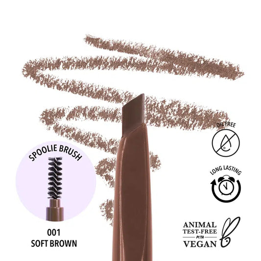 Lapiz para cejas, retractil con cepillo, marca MOIRA