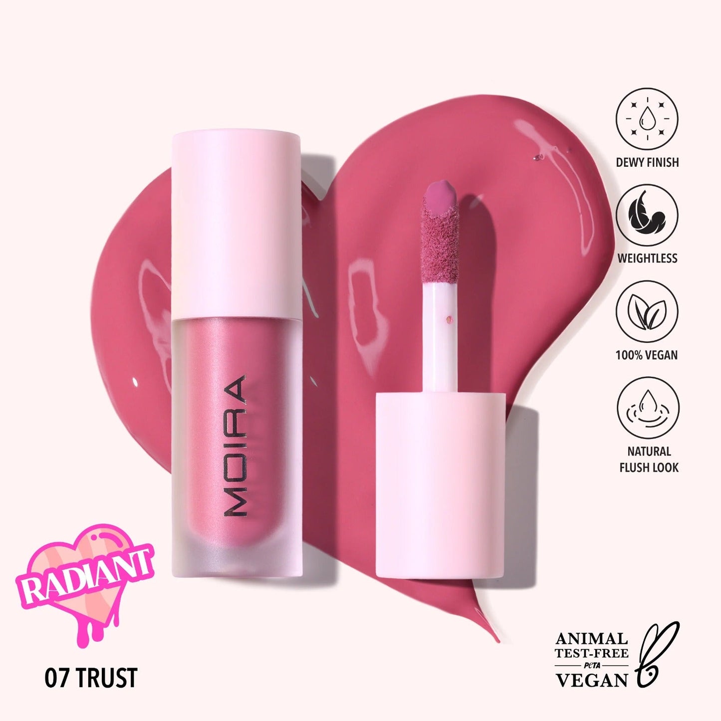 Rubor liquido LOVE STEADY, marca MOIRA