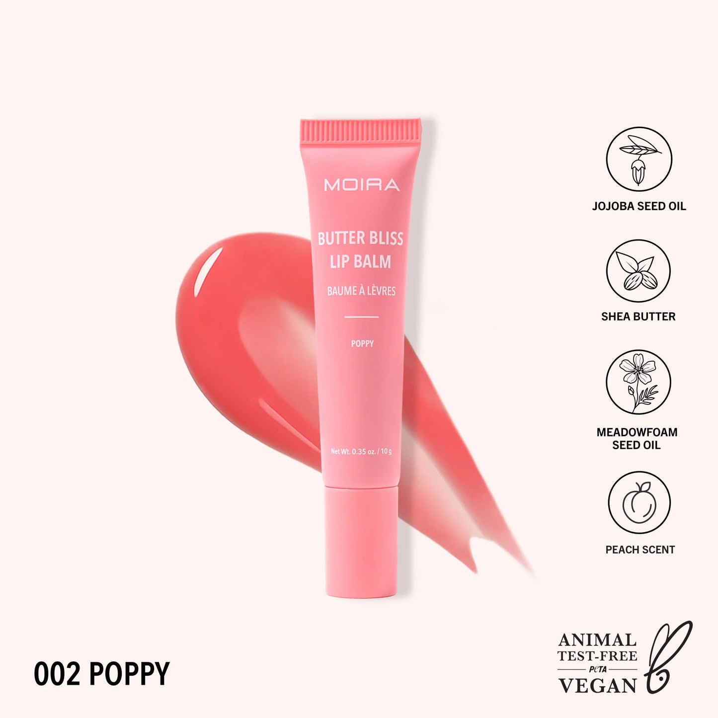 Balsamo de labios liquido, marca MOIRA