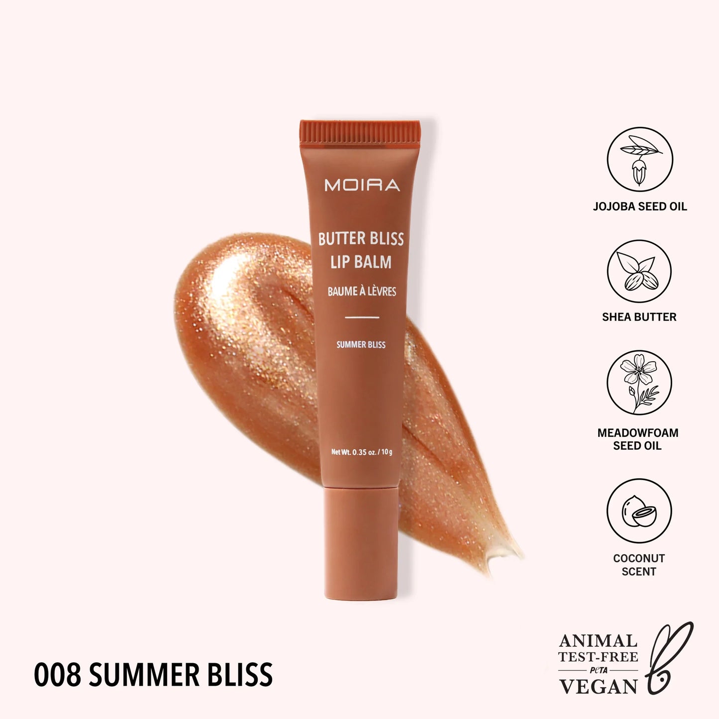 Balsamo de labios liquido, marca MOIRA