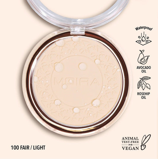 Polvo compacto contra agua, marca MOIRA