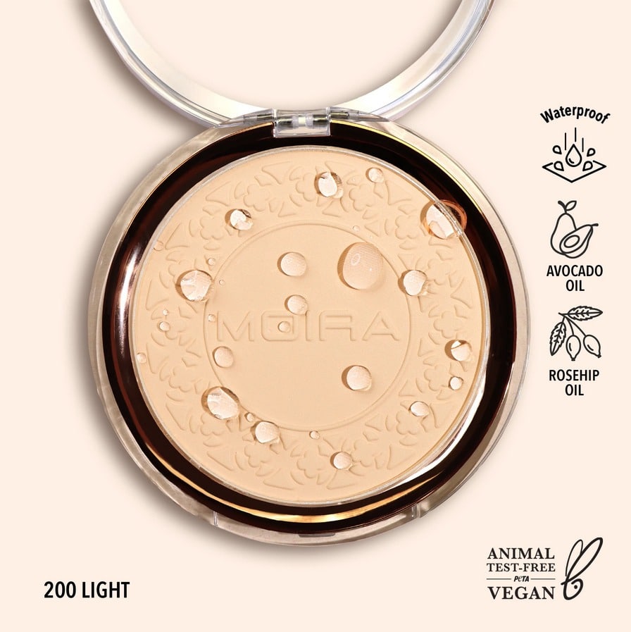 Polvo compacto contra agua, marca MOIRA