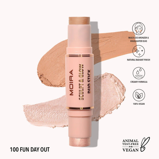 Barra de contorno, 2 en 1, bronceador e iluminador, marca MOIRA