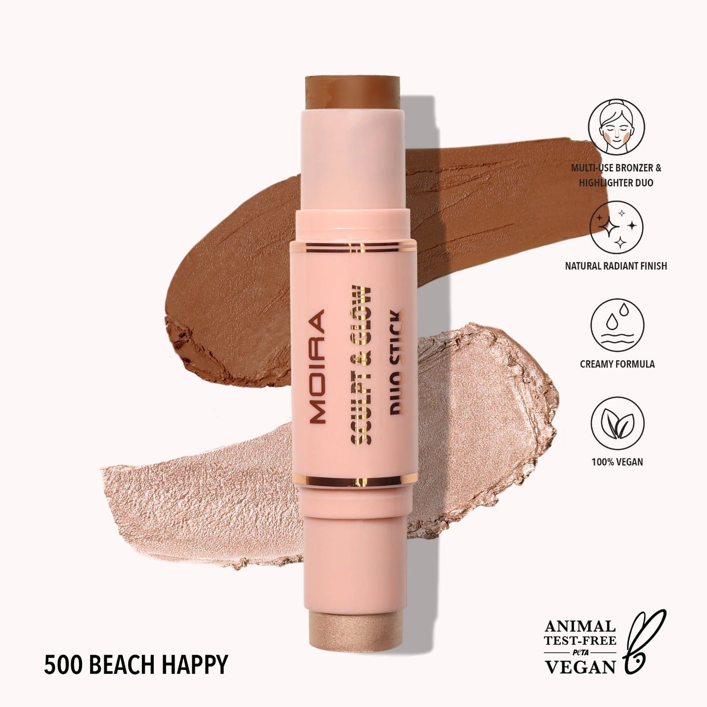 Barra de contorno, 2 en 1, bronceador e iluminador, marca MOIRA