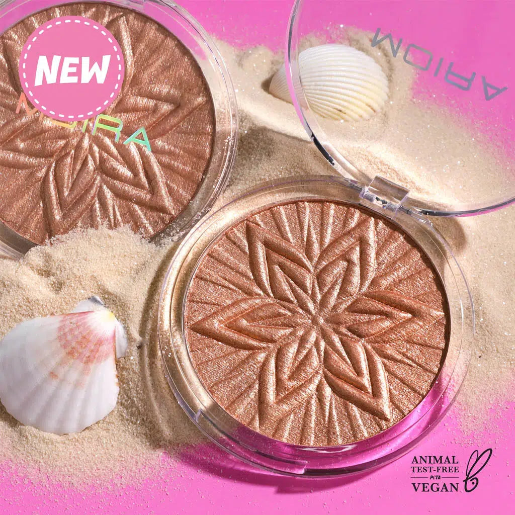 Iluminador en polvo, colección SUN GLOW, marca MOIRA