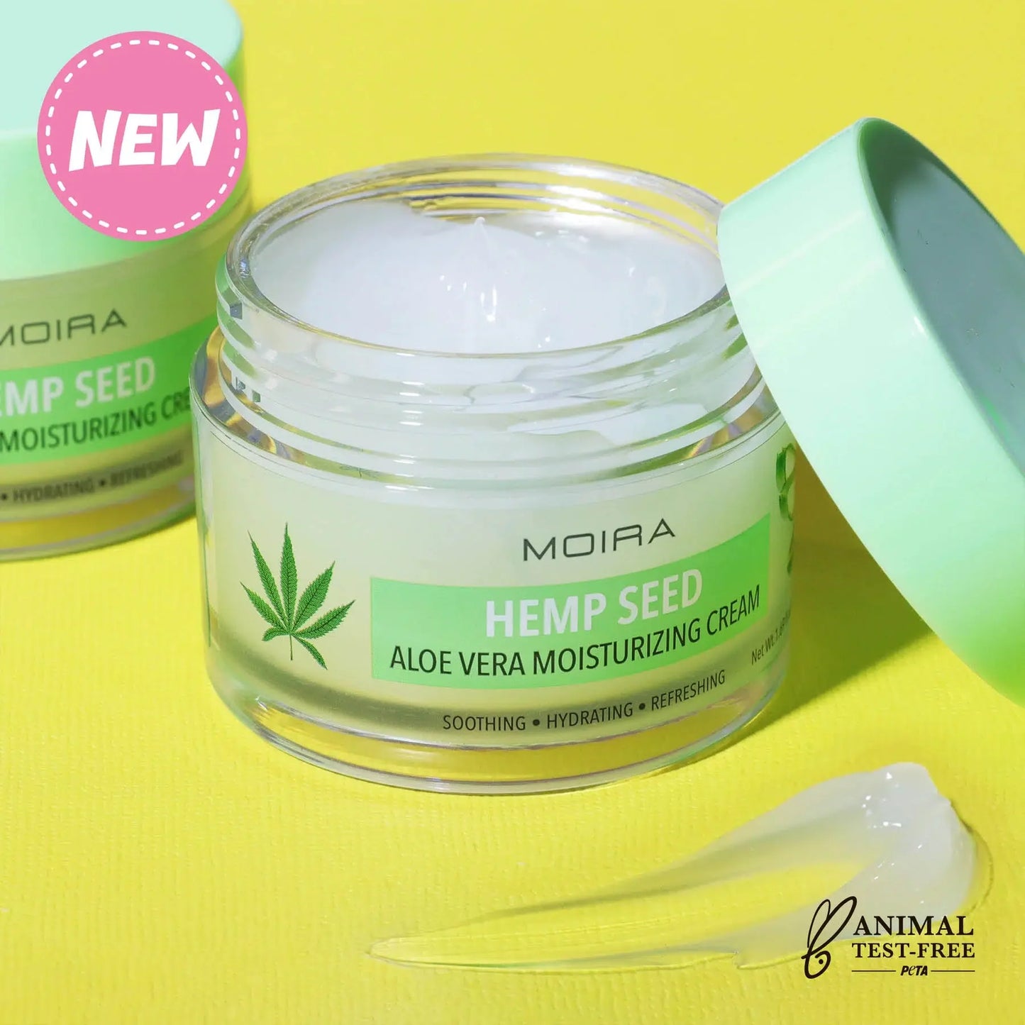 Crema hidratante, de ALOE VERA y HEEMP SEED, marca MOIRA