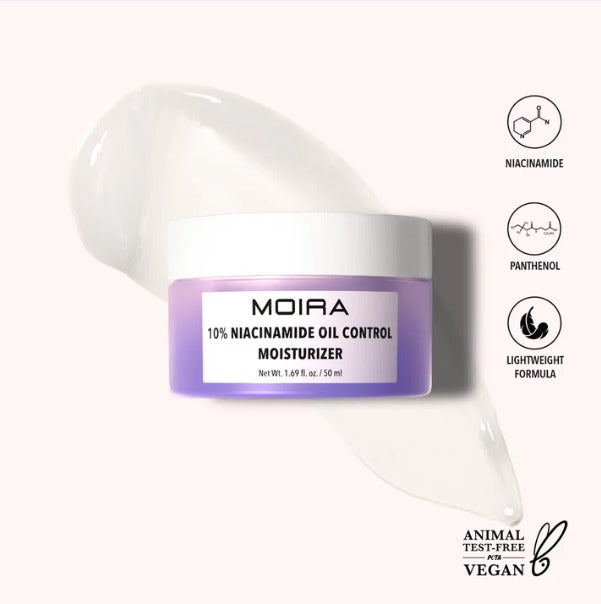 Crema hidratante con Niacinamida para el control piel grasa, marca MOIRA