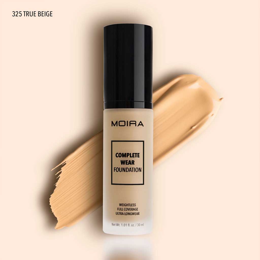 Base de maquillaje con cobertura alta, de larga duración, colección Complete Wear Foundation, marca MOIRA