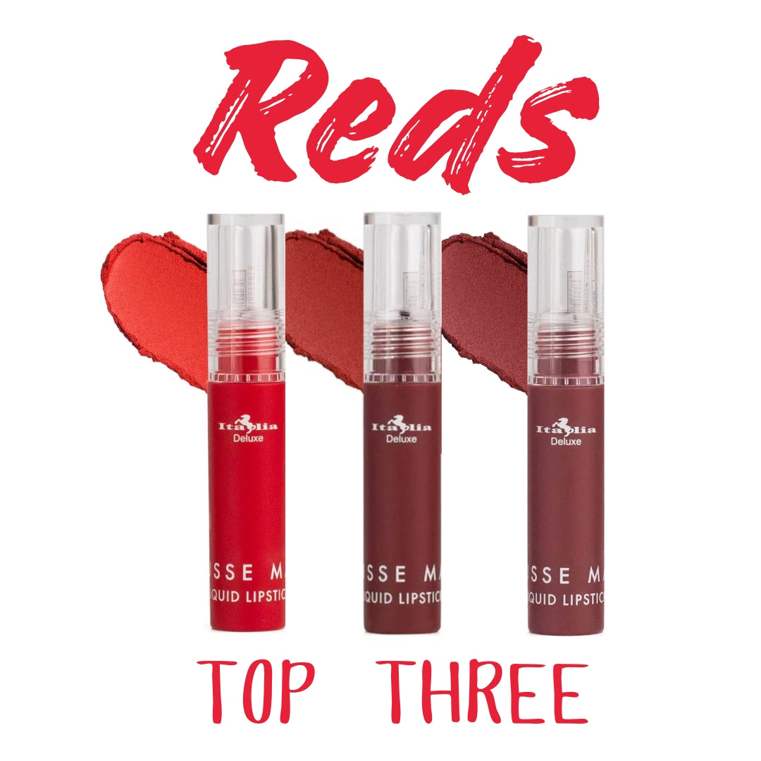Labial liquido mate de larga duracion, tonos REDS marca ITALIA DELUXE