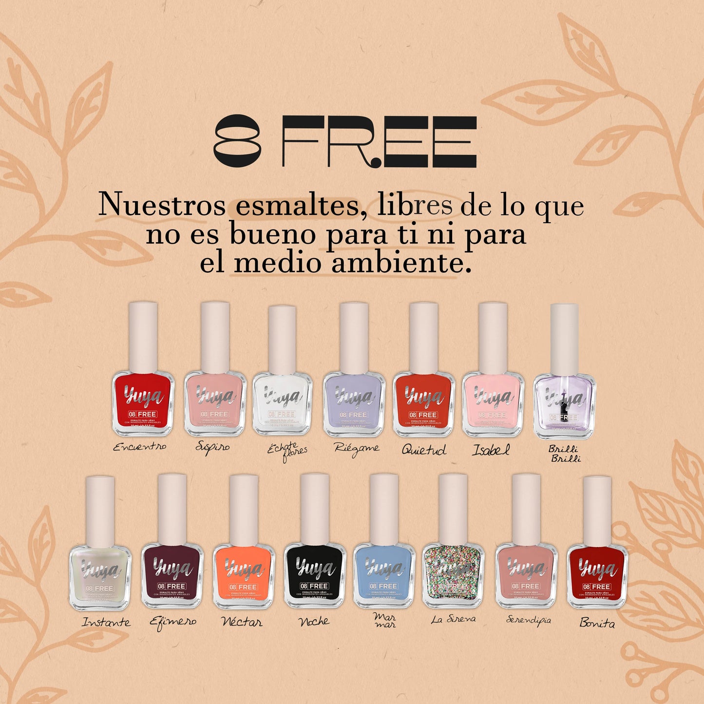 Pintauñas con ingredientes amigables, marca Yuya